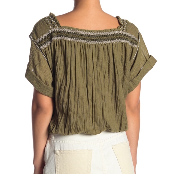 Free People Wandering Skies Blouse - Moss - Picture 2 of 2